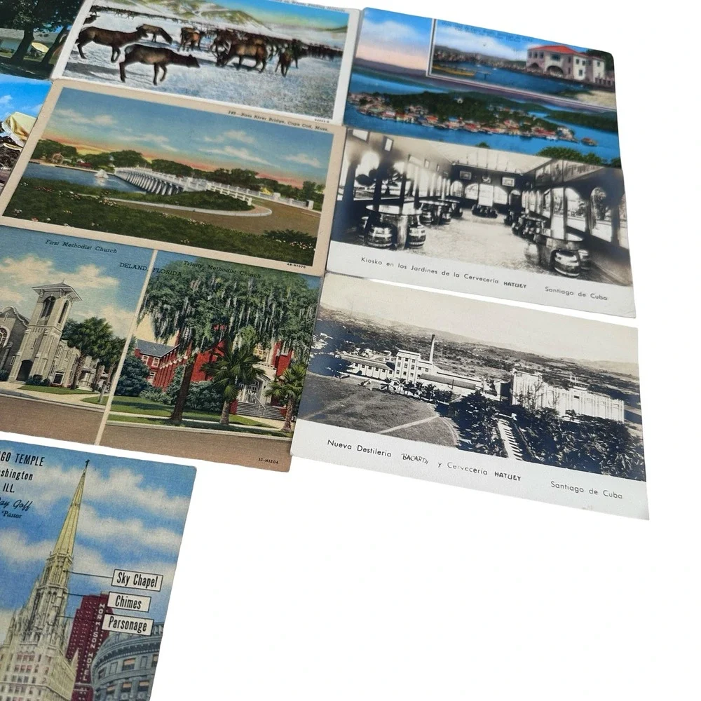 Vintage Postcard Lot 10 Chicago Florida Cape Cod Cuba Germany 1940s-60s Mixed